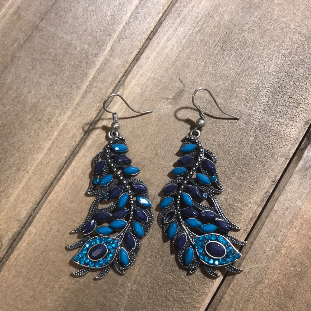 Peacock feather earrings
